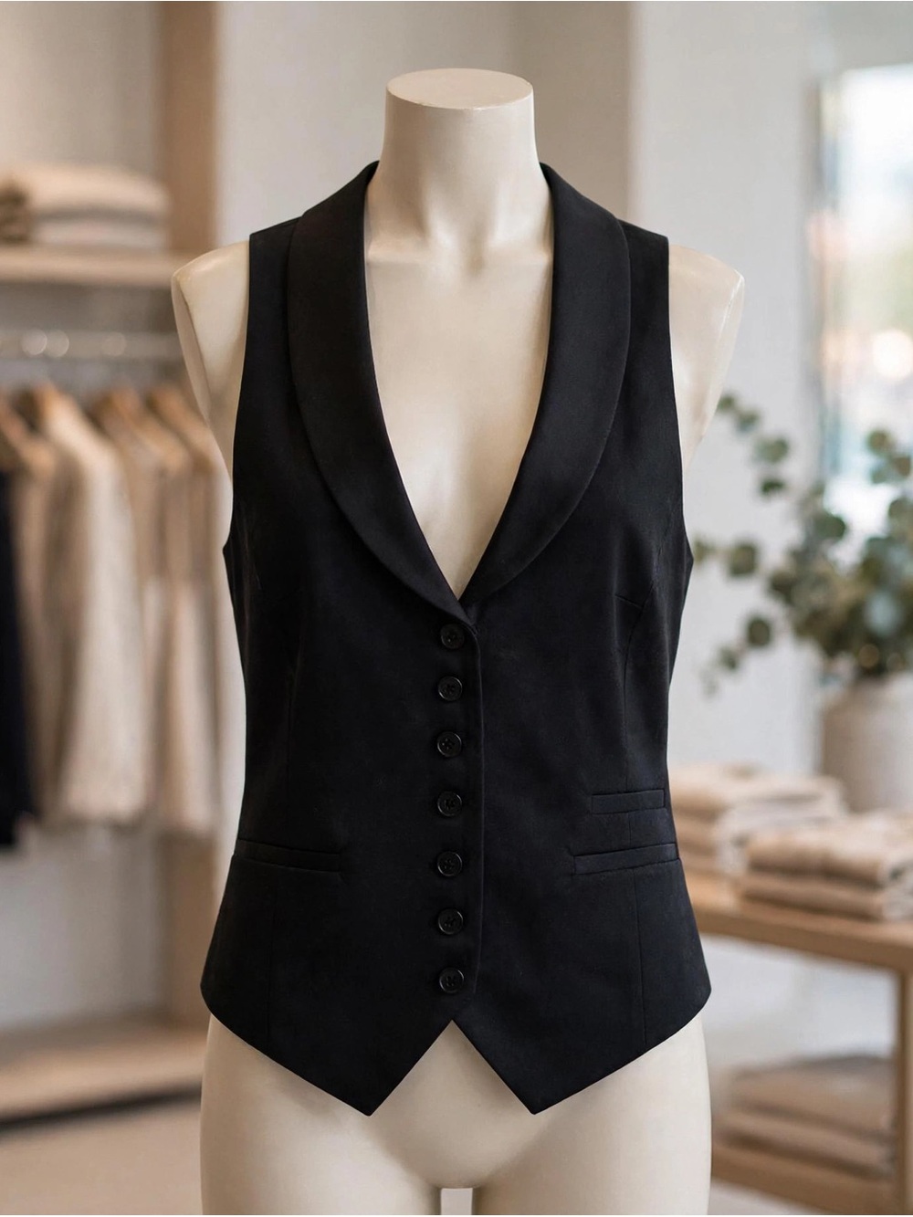 H&M Black Tailored Button-Front Vest